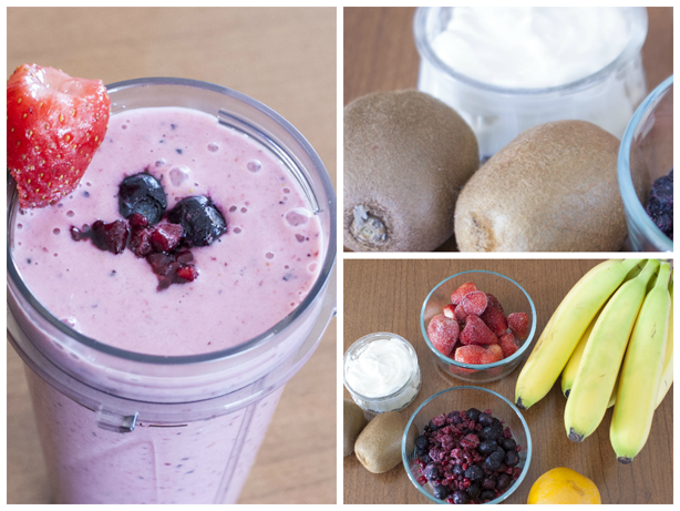 a purple smoothie and its ingredients 2